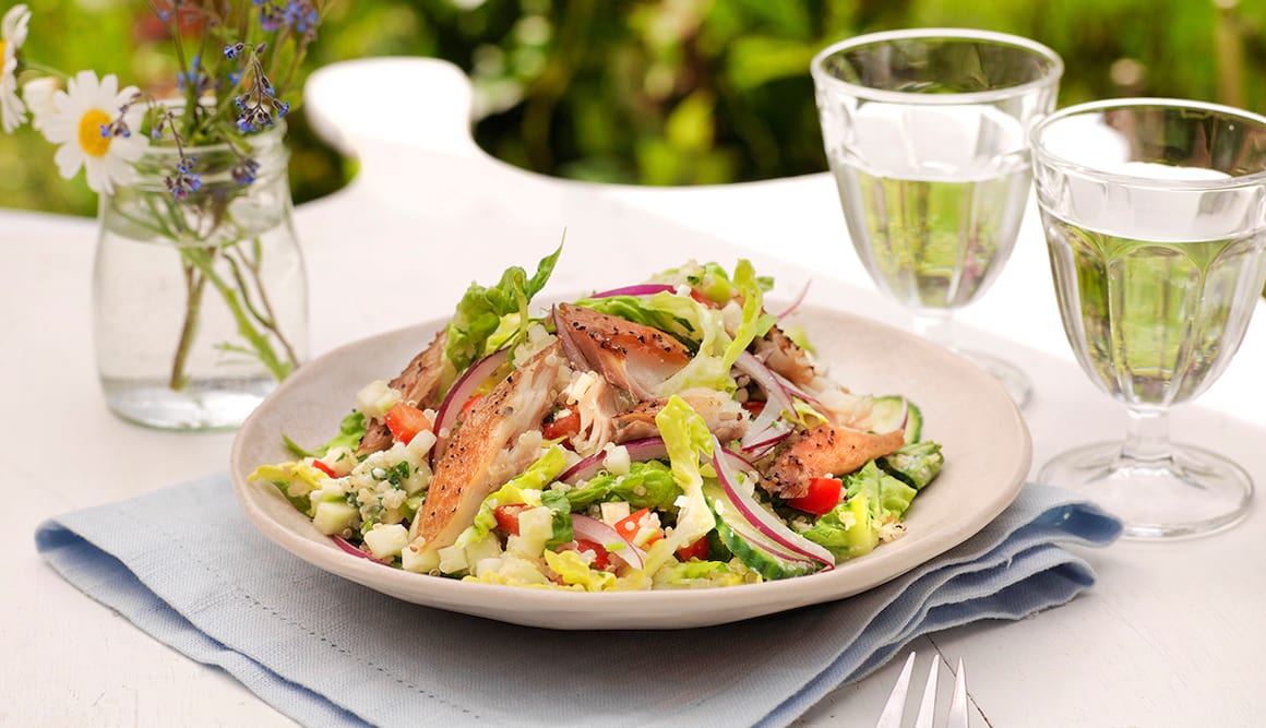 Quinoa Salad with Pepper-Smoked Norwegian Mackerel